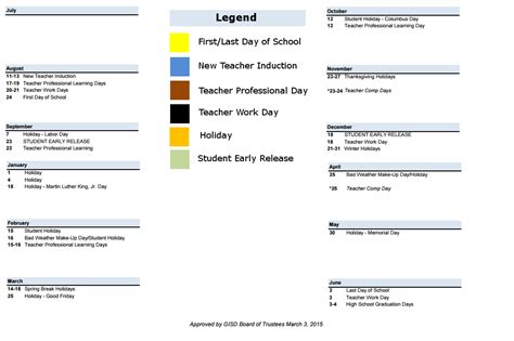 Frost Elementary School - School District Instructional Calendar - Georgetown Isd - 2015-2016