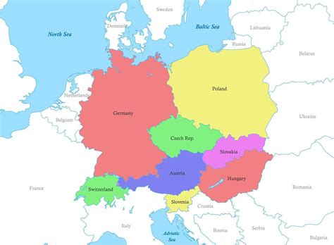 map of Central Europe with borders of the countries. 22753894 Vector ...