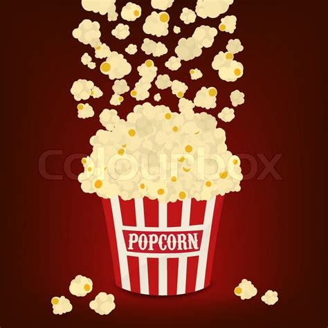 Popcorn falling in the striped popcorn ... | Stock vector | Colourbox