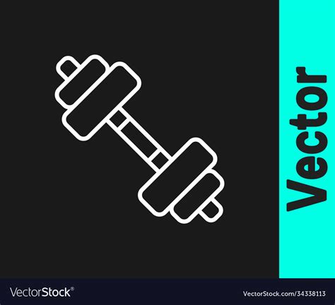 White line dumbbell icon isolated on black Vector Image