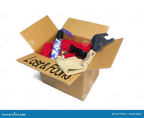 Lost and Found Box stock photo. Image of cardboard, items - 24179130