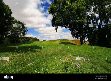 Grassy field over Roman Amphitheatre in Cirencester Cotswolds England ...