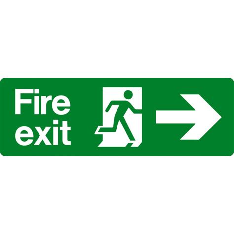 Fire Exit Right Arrow Sign 600mm x 200mm L11 Vinyl - Display Signs