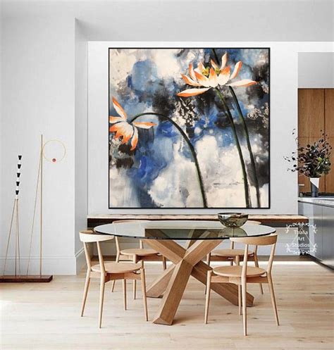 Large Lotus Painting Lotus Abstract Painting on Canvas - Etsy