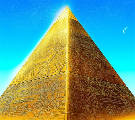 Pyramid, artwork, cool, gold moon, new, HD wallpaper | Peakpx