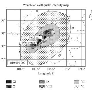 Earthquake intensity map generated by computer simulation: (a) Wenchuan... | Download Scientific ...