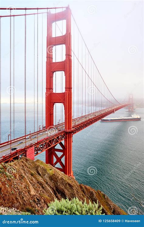 Golden Gate Bridge View at Foggy Day Stock Image - Image of landscape ...