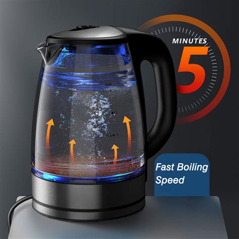 Variable Temperature Electric Kettle, 1200W Electric Tea Kettle, 8 Big Cups 2.0L Glass Electric ...