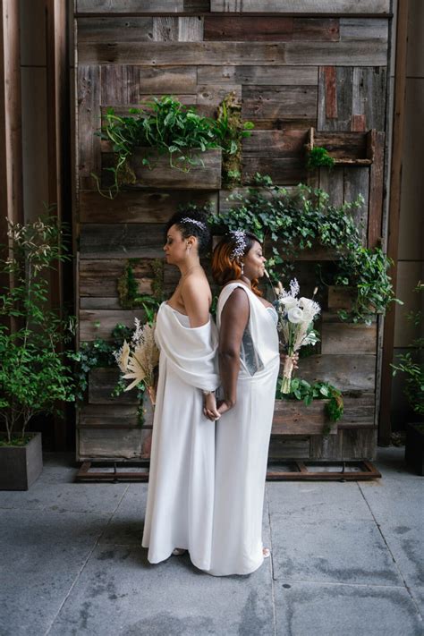 A chic Brooklyn, New York, wedding for spiritual brides with a Pride ...