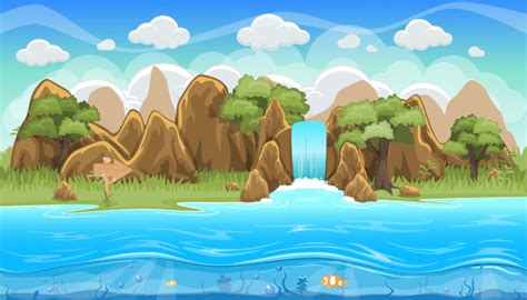 Waterfall Background game 2D | Game Art Partners