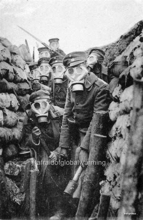 Photo 1914-8 WW1 "German Soldiers in Trench Gas Masks Preparing to ...