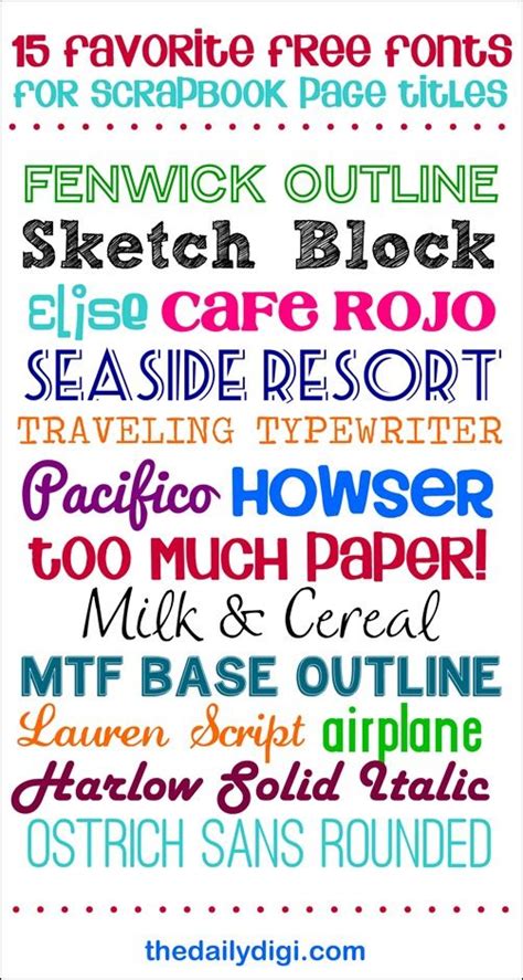 Fifteen Favorite Free Fonts for Scrapbook Page Titles | Scrapbook fonts ...