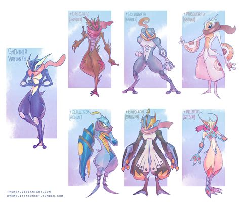 Greninja Variants by Dyemelikeasunset on DeviantArt