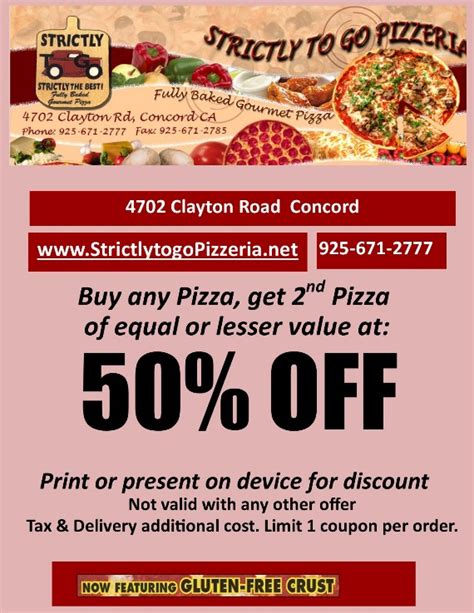 Kiss Coupon to save at Strictly to go Pizzeria Concord - KissSavings Local Coupons and Discounts ...