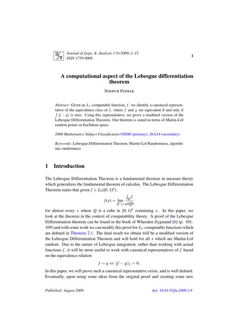 (PDF) A computational aspect of the Lebesgue differentiation theorem