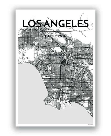 Los Angeles Map Art Print | Los angeles map art, Los angeles map, Map art print