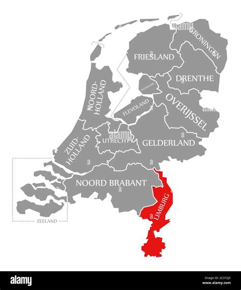 Limburg red highlighted in map of Netherlands Stock Photo - Alamy