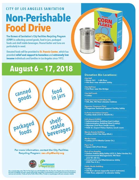 Contribute to LA Sanitation’s Non Perishable Food Drive Aug 6-17 ...