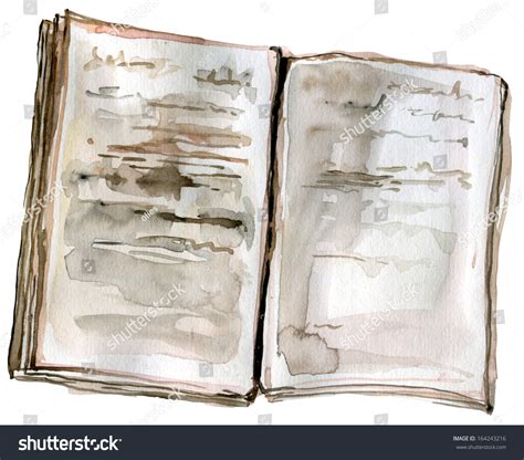 Open Book. Watercolor Old Book On Isolated Background Stock Photo 164243216 : Shutterstock