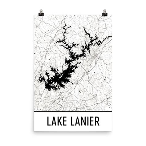 Lake Lanier Map Lake Lanier Art Lake Lanier Print Lake - Etsy