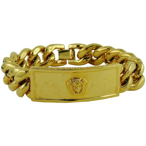 Gianni Versace Vintage Men's Gold Tone Curb Bracelet Medusa Watches Jewelry, Mens Jewelry, Gold ...