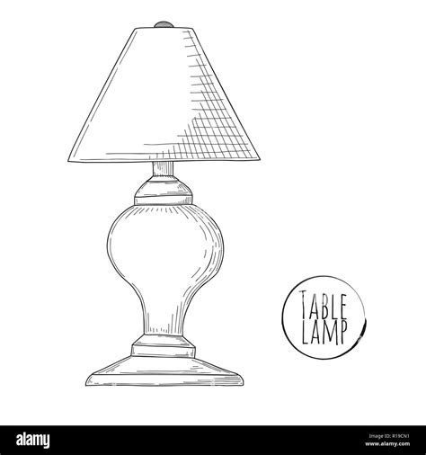 Sketch desk lamp. Table lamp isolated on white background. Vector Stock Vector Image & Art - Alamy