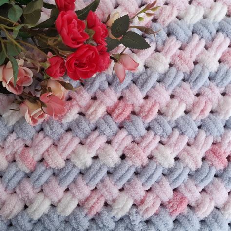 Pattern for knitted baby blankets from yarn loops. Alize puffy | Etsy