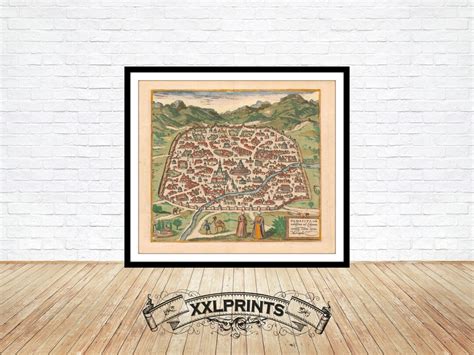 Old Map of Damascus, 1575, Ancient Map, Bird's Eye View, Rare, Fine ...