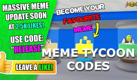 Meme Tycoon Codes – Roblox – Updated 2024