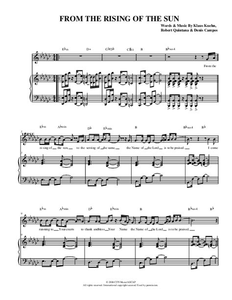 From The Rising Of The Sun Sheet Music PDF (Christ For The Nations ...