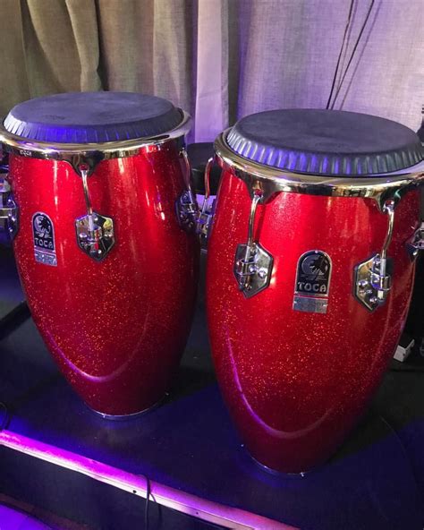 Beautiful Toca Conga Drums ! Red sparkle in Fiberglass Costum Deluxe ...