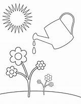 Watering Can Coloring Page For Kids sketch template