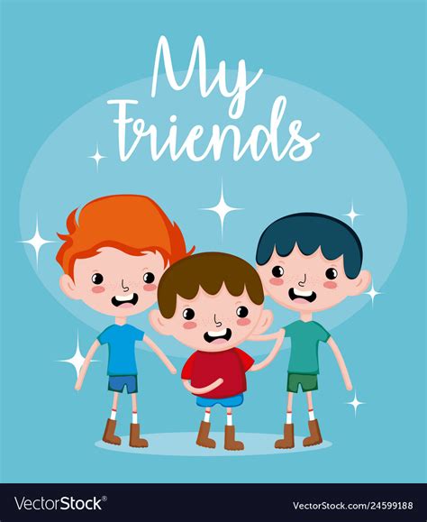 My friends cute cartoons Royalty Free Vector Image