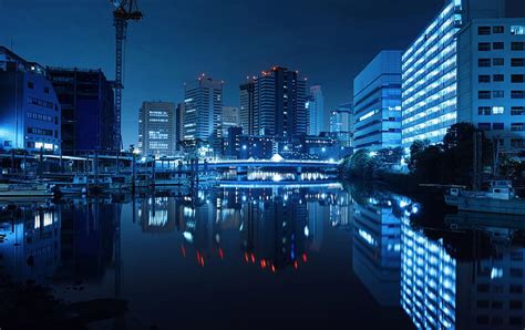 Midnight Blue, japan, city, japanese, tokyo, sky, lake, blue, night, HD ...