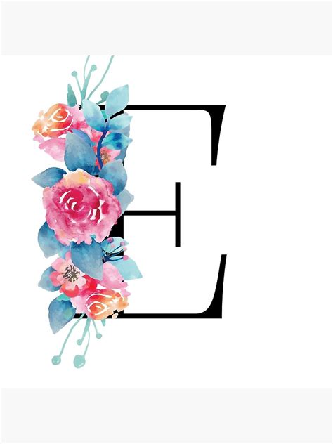 "Pink Floral Letter E" Poster for Sale by BuffyDesign | Redbubble