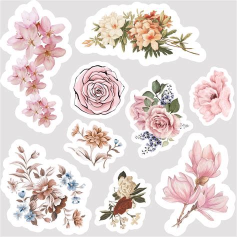 Flowers stickers | Printable scrapbook paper, Scrapbook flowers, Scrapbook printables