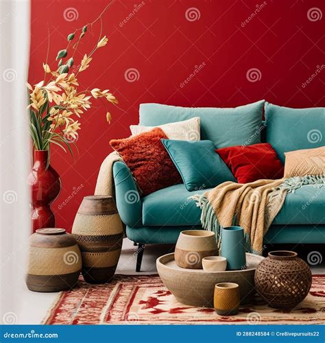 Bohemian Styled Interior Design Mood Board Stock Illustration ...