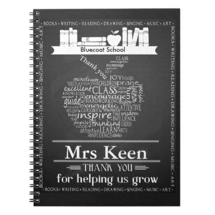 Teacher Thank you notebook word art chalkboard - kids kid child gift idea diy personalize design ...