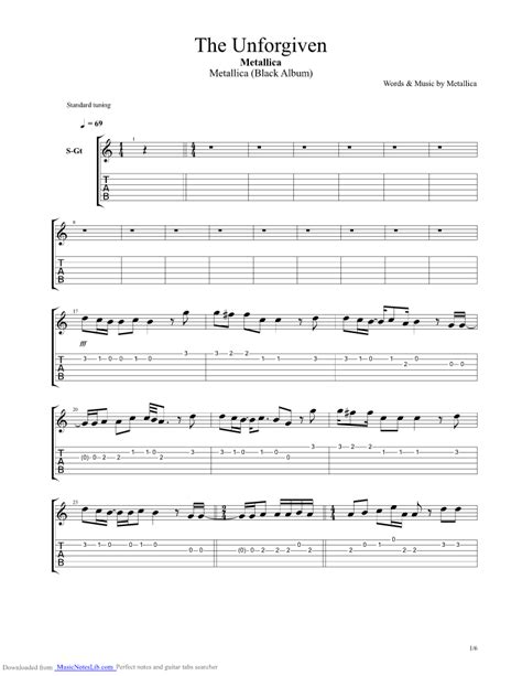 The Unforgiven guitar pro tab by Metallica @ musicnoteslib.com