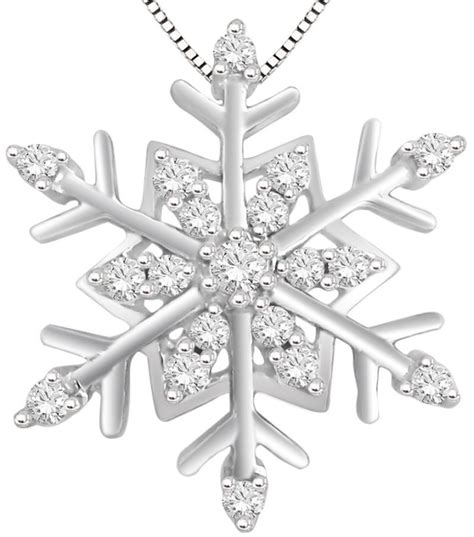 Silver Diamond Snowflake Pendant Necklace | Christmas