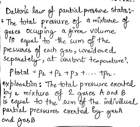 State and explain Daltons law of partial pressures. How is this law ...