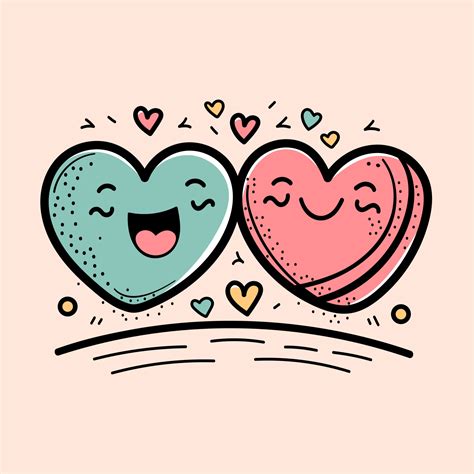 dibujado a mano día de san valentín pareja de corazones sonriendo amor garabato dibujos san ...