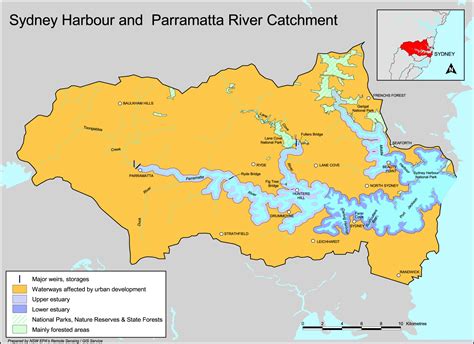 Sydney Harbour and Parramatta River catchment map