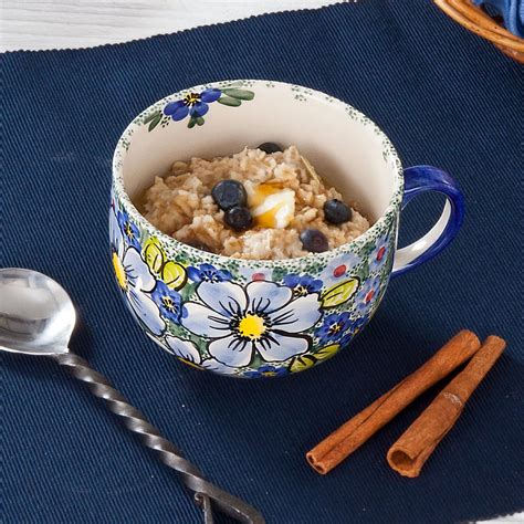 Polish Pottery Blue Floral Mug Floral Polish Pottery Made - Etsy