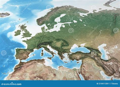 High Resolution Detailed Map of Western Europe Stock Illustration - Illustration of cartography ...