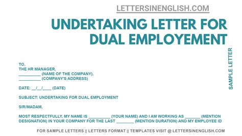 Undertaking Letter for Dual Employment - Sample Letter of Undertaking ...