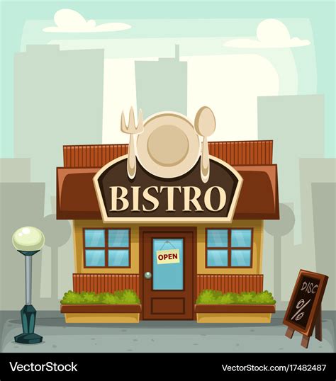 Cartoon bistro restaurant building small business Vector Image