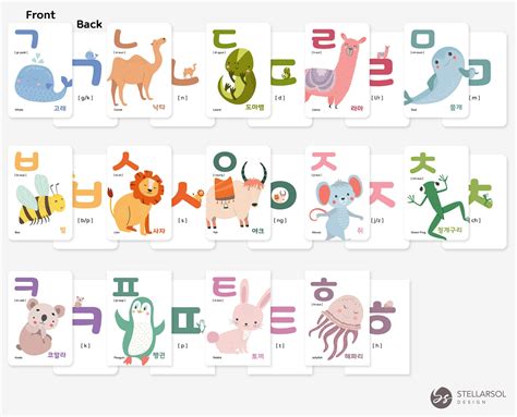 PRINTED 4x6 Korean Alphabet Flashcards Set 2-sided Learning - Etsy