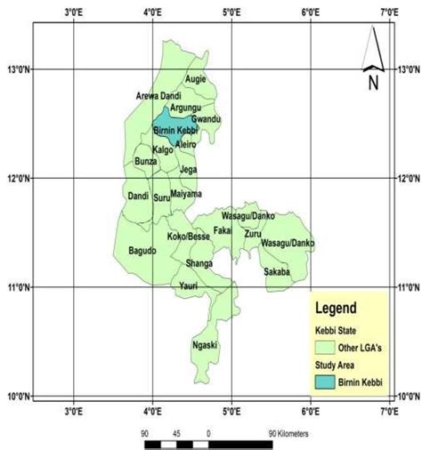 Map of Kebbi State showing BirninKebbi | Download Scientific Diagram