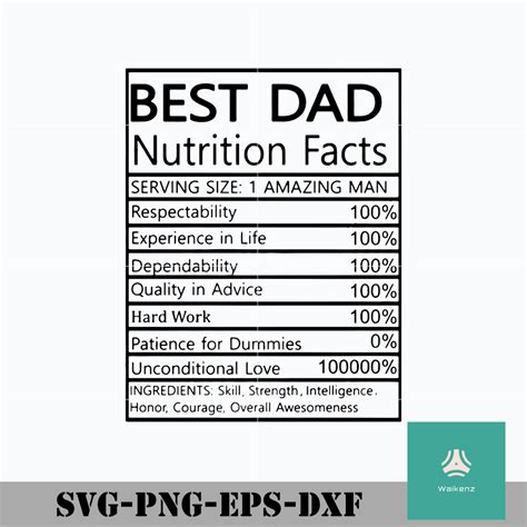 Best dad nutrition facts svg, png, dxf, eps digital file | Best dad ...